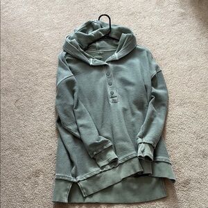 Green Ribbed Hoodie
